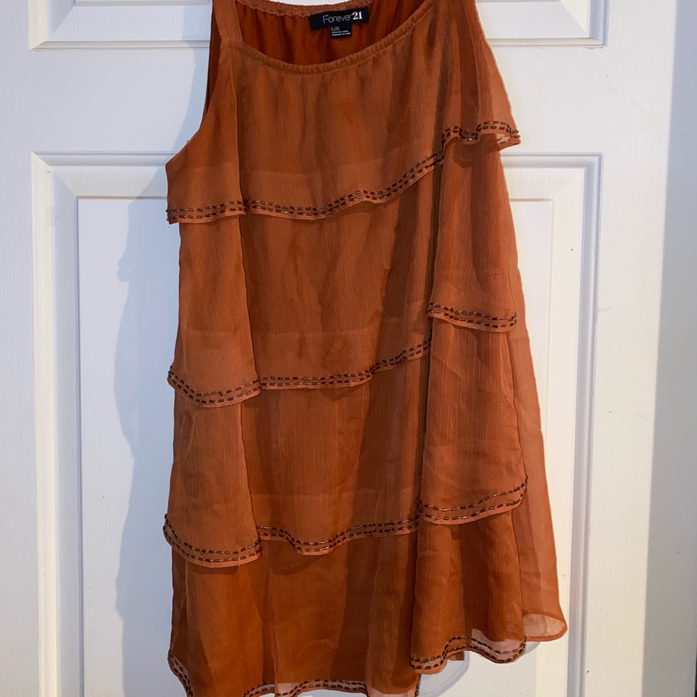 Forever 21 Orange Beaded Layer Dress